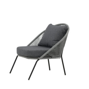 Lindos – Fauteuil lounge – Noir, Gris – 85 x 78 x 73 cm