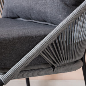 Lindos – Fauteuil lounge – Noir, Gris – 85 x 78 x 73 cm