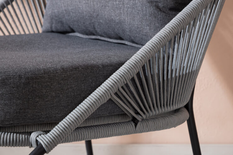Lindos – Fauteuil lounge – Noir, Gris – 85 x 78 x 73 cm