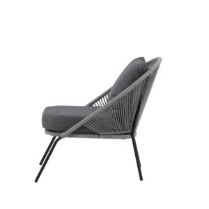 Lindos – Fauteuil lounge – Noir, Gris – 85 x 78 x 73 cm