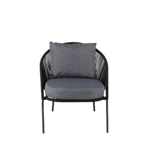 Lindos – Fauteuil lounge – Noir, Gris – 85 x 78 x 73 cm
