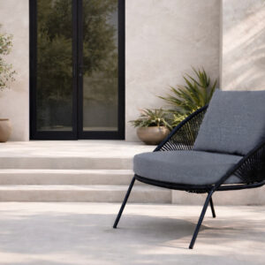 Lindos – Fauteuil lounge – Noir, Gris – 85 x 78 x 73 cm