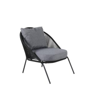 Lindos – Fauteuil lounge – Noir, Gris – 85 x 78 x 73 cm