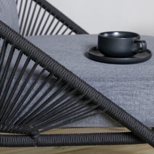 Lindos – Fauteuil lounge – Noir, Gris – 85 x 78 x 73 cm