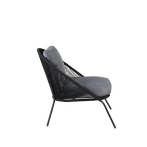 Lindos – Fauteuil lounge – Noir, Gris – 85 x 78 x 73 cm