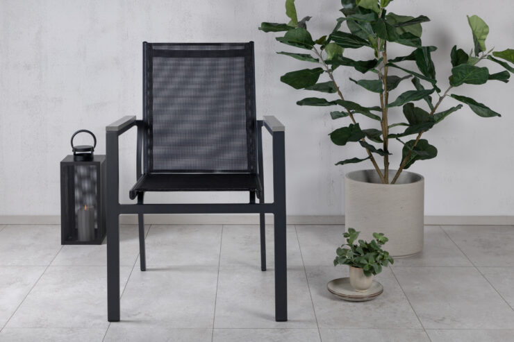 Parma – Chaise de salle à manger – Noir, Gris – 60 x 90 x 57 cm