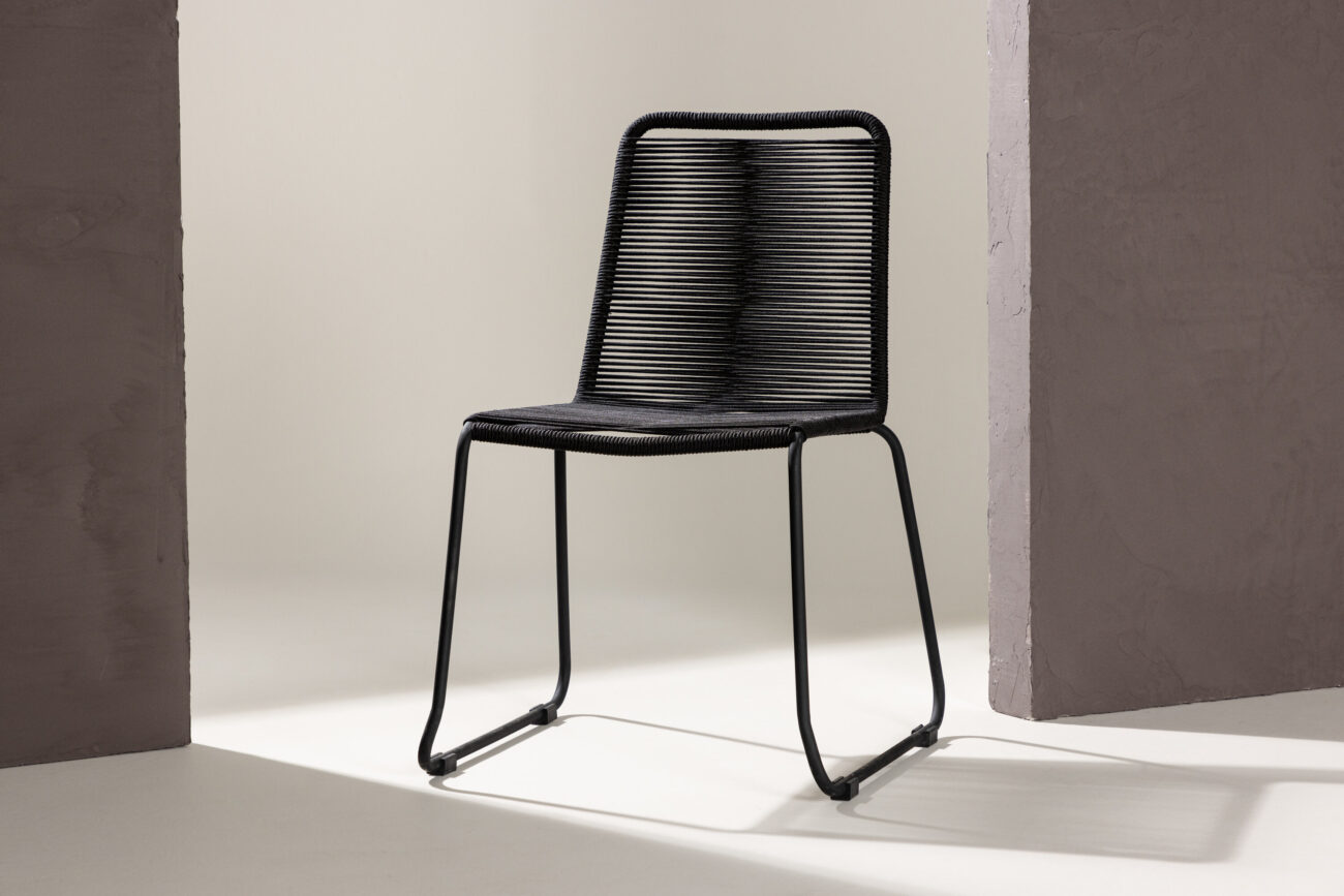 Lindos – Chaise de salle à manger – Noir – 59 x 86 x 57 cm