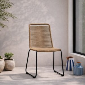 Lindos – Chaise de salle à manger – Noir, Marron – 59 x 86 x 57 cm