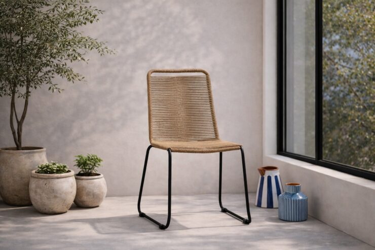 Lindos – Chaise de salle à manger – Noir, Marron – 59 x 86 x 57 cm