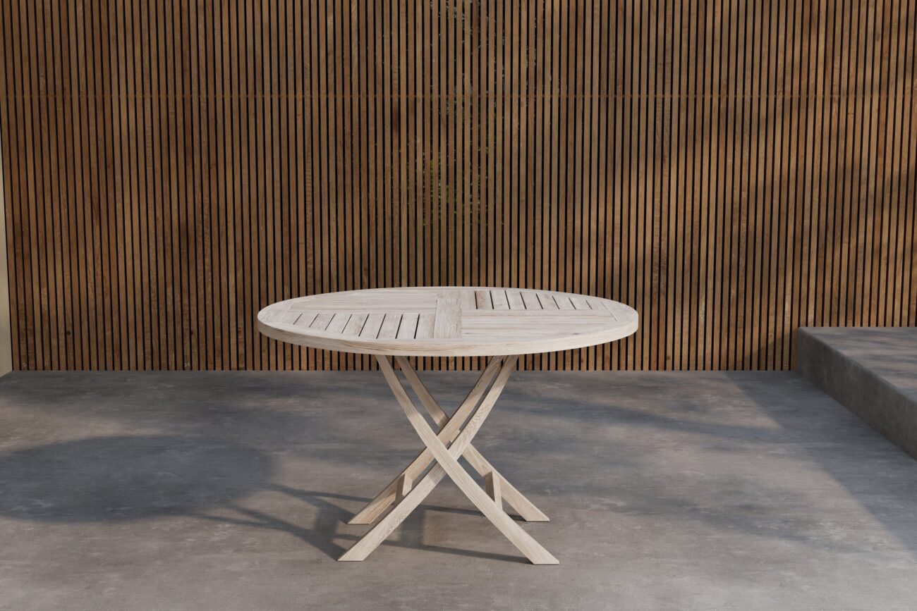 Kenya – Table à manger ronde – Blanchi – ⌀120 cm