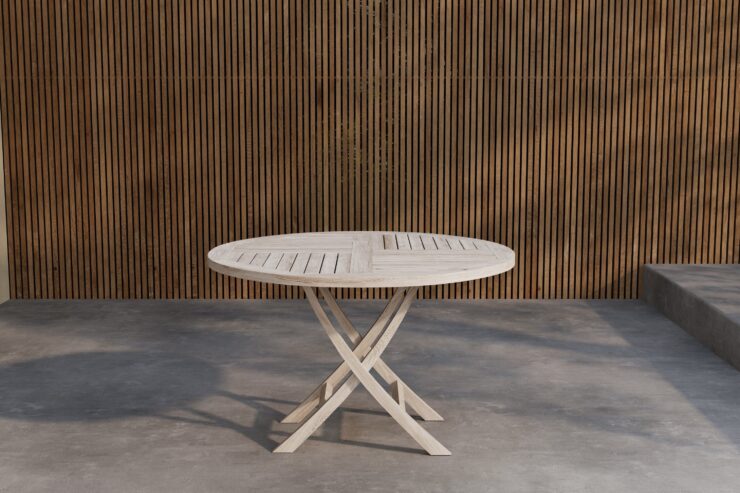 Kenya – Table à manger ronde – Blanchi – ⌀120 cm