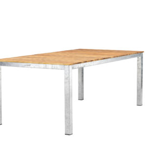 Zenia – Table à manger rectangulaire – Naturel, Argenté – 200 x 100 cm