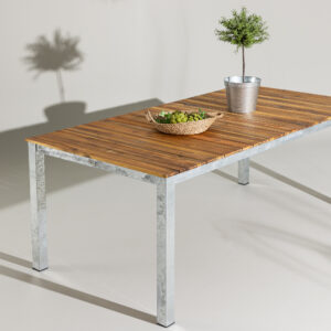 Zenia – Table à manger rectangulaire – Naturel, Argenté – 200 x 100 cm