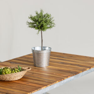 Zenia – Table à manger rectangulaire – Naturel, Argenté – 200 x 100 cm