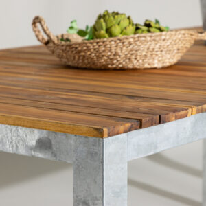 Zenia – Table à manger rectangulaire – Naturel, Argenté – 200 x 100 cm