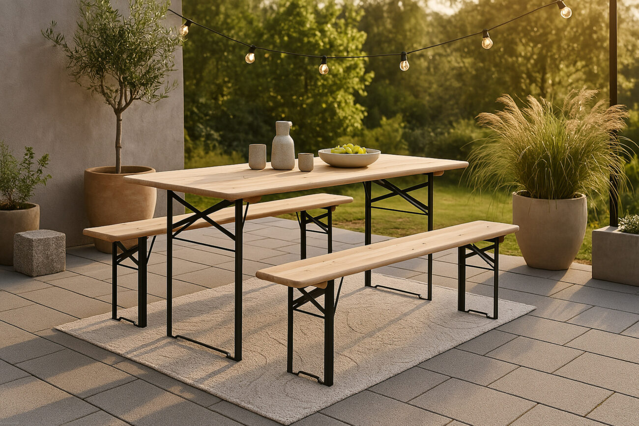Guniess – Ensemble repas – Noir, Naturel – 200 x 60 cm