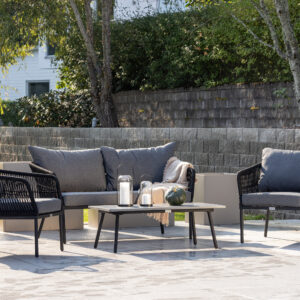 Lindos – Salon canapé – Noir, Gris
