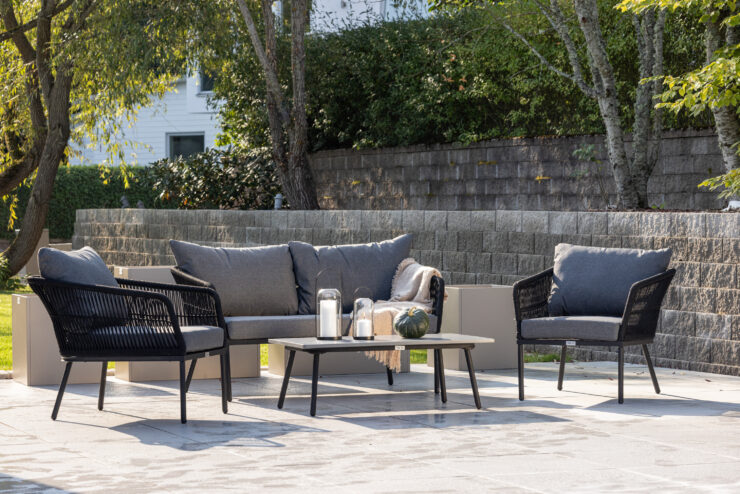 Lindos – Salon canapé – Noir, Gris