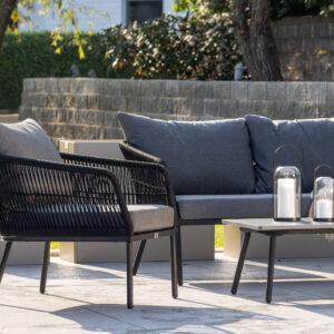 Lindos – Salon canapé – Noir, Gris