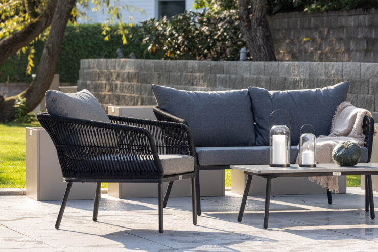Lindos – Salon canapé – Noir, Gris