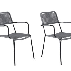 Lindos – Chaise de salle à manger – Noir, Gris – 66 x 85 x 55 cm