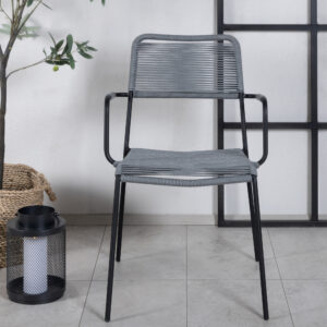 Lindos – Chaise de salle à manger – Noir, Gris – 66 x 85 x 55 cm