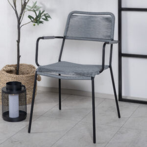 Lindos – Chaise de salle à manger – Noir, Gris – 66 x 85 x 55 cm