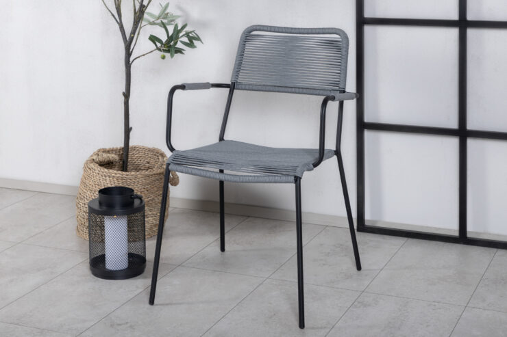 Lindos – Chaise de salle à manger – Noir, Gris – 66 x 85 x 55 cm