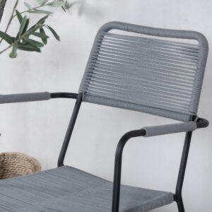 Lindos – Chaise de salle à manger – Noir, Gris – 66 x 85 x 55 cm