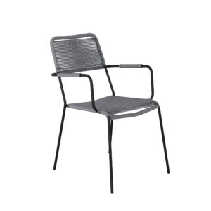 Lindos – Chaise de salle à manger – Noir, Gris – 66 x 85 x 55 cm