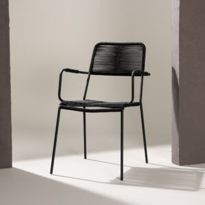 Lindos – Chaise de salle à manger – Noir – 66 x 85 x 55 cm