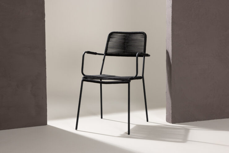Lindos – Chaise de salle à manger – Noir – 66 x 85 x 55 cm