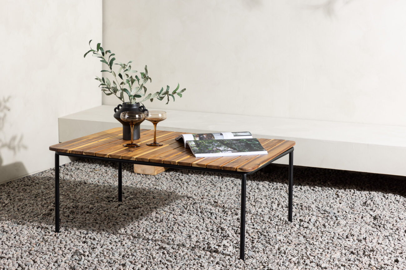 Penh – Table basse – Naturel, Noir – 100 x 65 cm