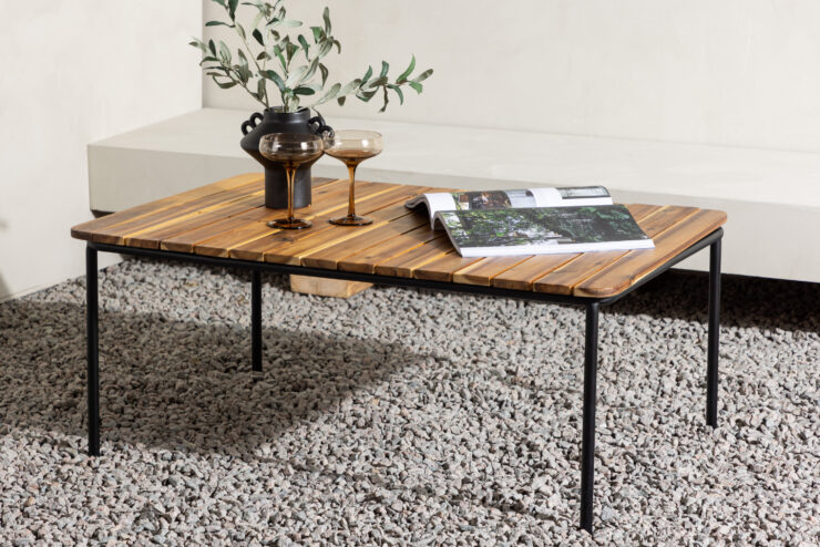 Penh – Table basse – Naturel, Noir – 100 x 65 cm