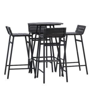 Mexico – Bar Set – Noir – Chaise : 43 x 44 x 91 Table : 65 x 95 cm