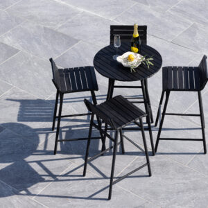 Mexico – Bar Set – Noir – Chaise : 43 x 44 x 91 Table : 65 x 95 cm