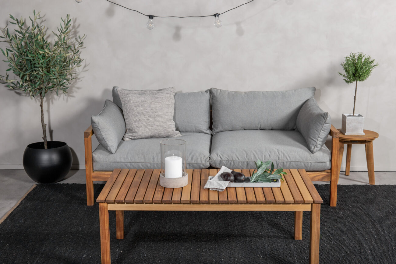 Marion – Canapé 2 places – Gris, Naturel – 92 x 56 x 185 cm