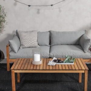 Marion – Canapé 2 places – Gris, Naturel – 92 x 56 x 185 cm