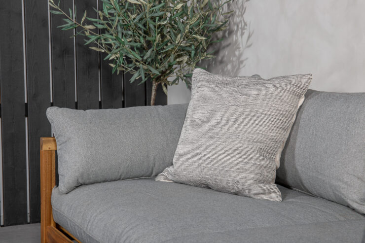 Marion – Canapé 2 places – Gris, Naturel – 92 x 56 x 185 cm