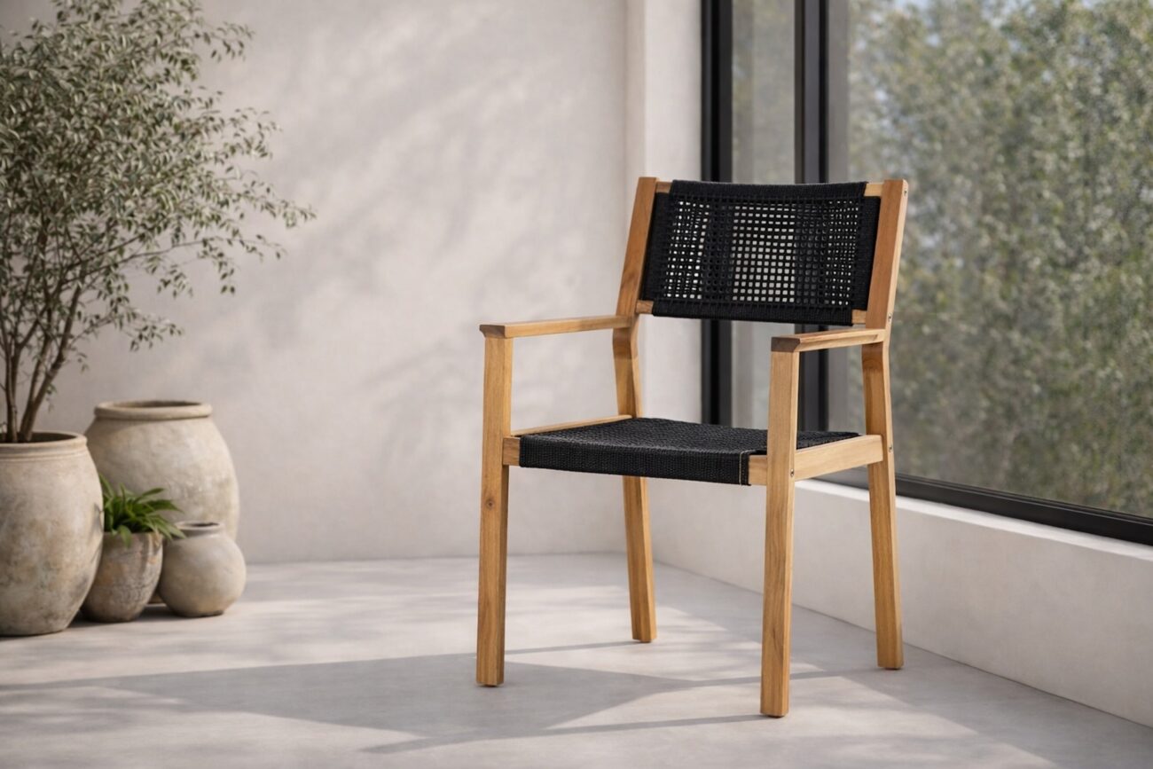 Little John – Chaise de salle à manger – Noir, Naturel – 62 x 88 x 58 cm
