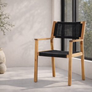 Little John – Chaise de salle à manger – Noir, Naturel – 62 x 88 x 58 cm