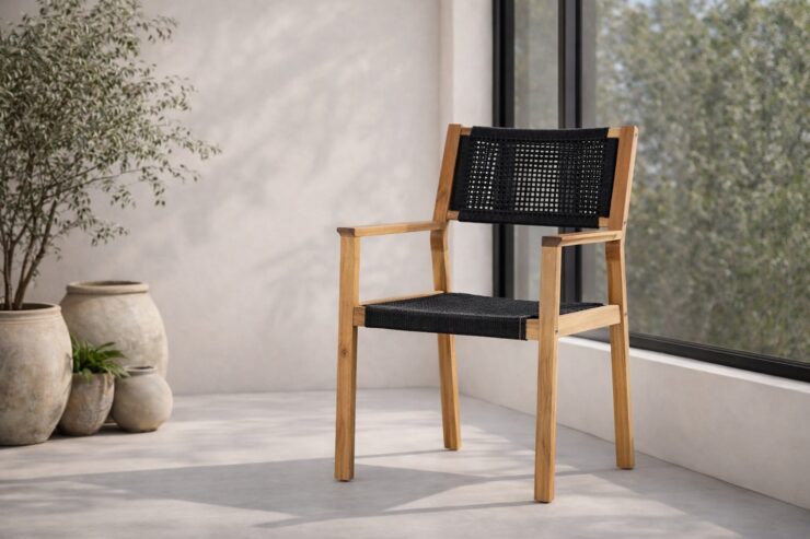 Little John – Chaise de salle à manger – Noir, Naturel – 62 x 88 x 58 cm