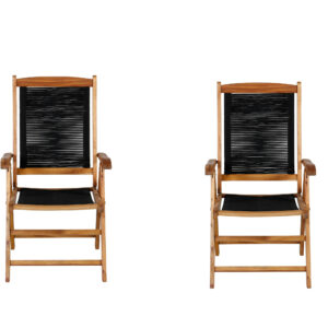 Peter – Chaise réglable – Noir, Naturel – 68 x 104 x 57 cm