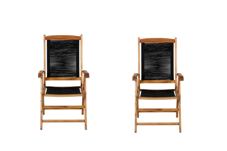 Peter – Chaise réglable – Noir, Naturel – 68 x 104 x 57 cm