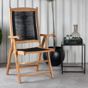 Peter – Chaise réglable – Noir, Naturel – 68 x 104 x 57 cm