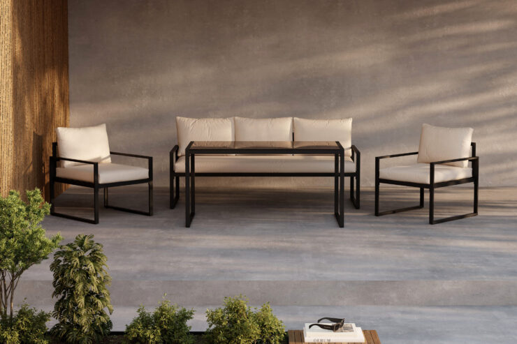Catania – Salon canapé – Beige, Noir