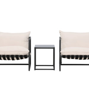 Messina – Salon lounge – Noir – Table :50 x 40 x 45Canapé :75 x 75 x 61 cm