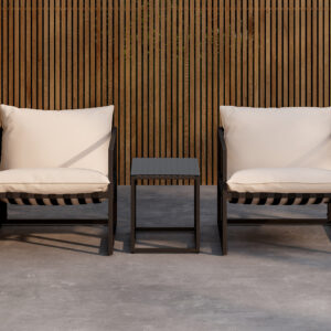 Messina – Salon lounge – Noir – Table :50 x 40 x 45Canapé :75 x 75 x 61 cm