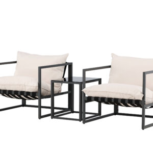 Messina – Salon lounge – Noir – Table :50 x 40 x 45Canapé :75 x 75 x 61 cm