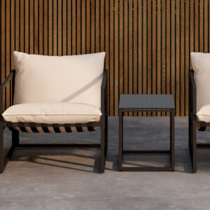 Messina – Salon lounge – Noir – Table :50 x 40 x 45Canapé :75 x 75 x 61 cm